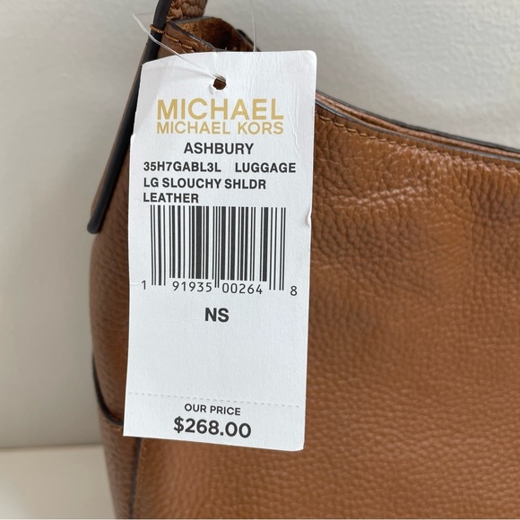 Michael Michael Kors Ashbury Large Leather Shoulder Bag Purse Brown New - Picture 4 of 7
